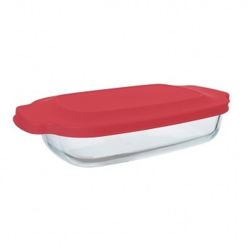 Assadeira borossilicato retangular com alça 2700 ml com tampa