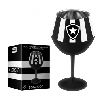 Taça ou copo térmico inox 2 em 1 360 ml Botafogo na luva com 1