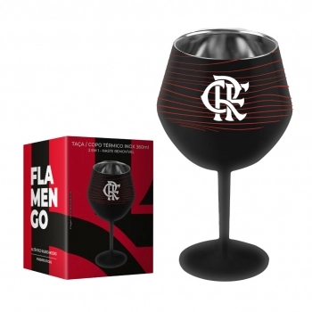 Taça ou copo térmico inox 2 em 1 360 ml Flamengo na luva com 1