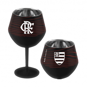 Taça ou copo térmico inox 2 em 1 360 ml Flamengo na luva com 1