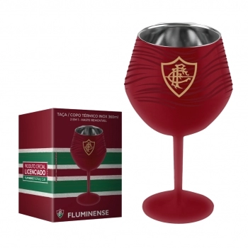 Taça ou copo térmico inox 2 em 1 360 ml Fluminense na luva com 1