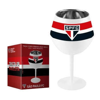Taça ou copo térmico inox 2 em 1 360 ml São Paulo na luva com 1