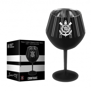Taça ou copo térmico inox 2 em 1 360 ml Corinthians na luva com 1