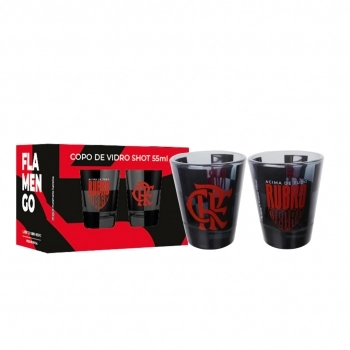 Copo de vidro shot 55 ml Flamengo na luva com 2 - Rubro