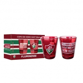 Copo de vidro shot 55 ml Fluminense na luva com 2 - Sem Igual