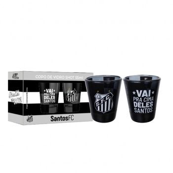 Copo de vidro shot 55 ml Santos na luva com 2 - Pra Cima