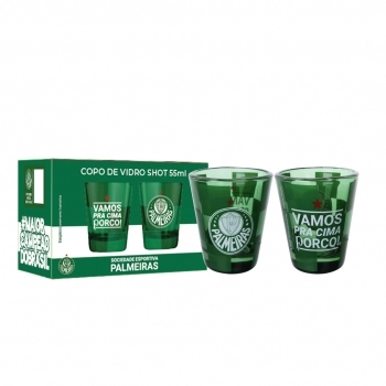 Copo de vidro shot 55 ml Palmeiras na luva com 2 - Pra Cima
