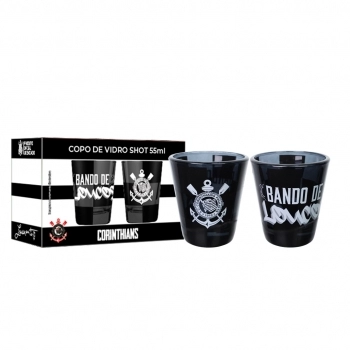 Copo de vidro shot 55 ml Corinthians na luva com 2 - Loucos