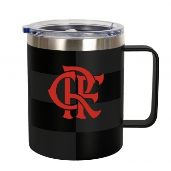 Caneca térmica aço inox com tampa 360 ml Flamengo luva com 1
