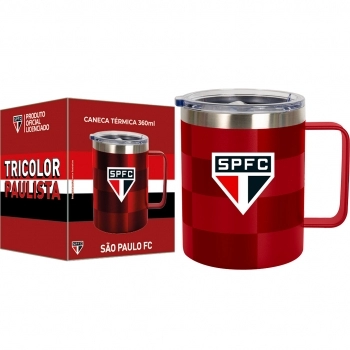 Caneca térmica aço inox com tampa 360 ml São Paulo luva com 1
