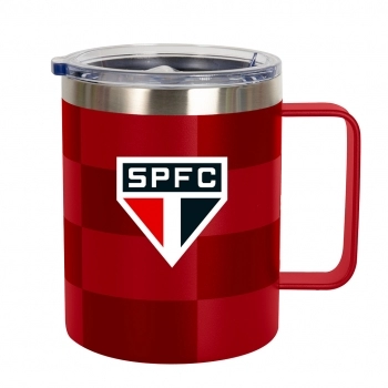 Caneca térmica aço inox com tampa 360 ml São Paulo luva com 1