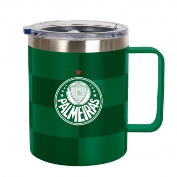 Caneca térmica aço inox com tampa 360 ml Palmeiras luva com 1