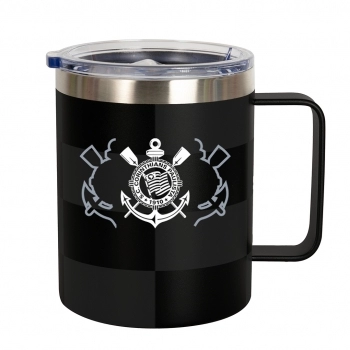Caneca térmica aço inox com tampa 360 ml Corinthians luva com 1