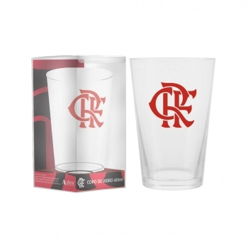 Copo de vidro caipirinha fosco 450 ml Flamengo na luva com 1 - Pra Cima