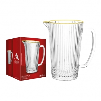 Jarra de Vidro Laure com Filete Dourado 1000ml - Luva com 1