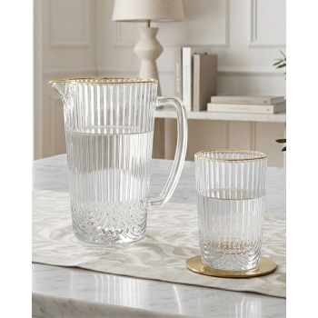 Jarra de Vidro Laure com Filete Dourado 1000ml - Luva com 1