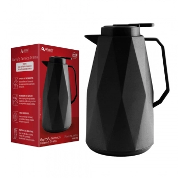 Garrafa térmica de plástico Prisma 1000 ml - Preto