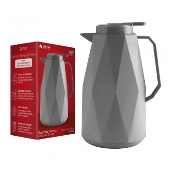 Garrafa térmica de plástico Prisma 1000 ml - Cinza