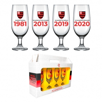 TACA CERVEJA FLORIPA 300 ML FLAMENGO LUVA COM 4