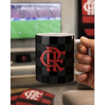 Caneca de Cerâmica Reta 300 ml Flamengo Luva com 1 - Rubro