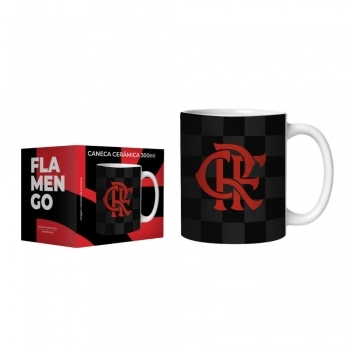 Caneca de Cerâmica Reta 300 ml Flamengo Luva com 1 - Rubro
