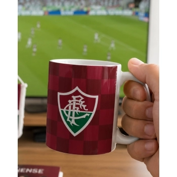 Caneca de Cerâmica Reta 300 ml Fluminense Luva com 1 - Sem Igual