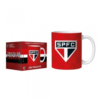 Caneca de Cerâmica Reta 300 ml São Paulo Luva com 1 - Tricolor