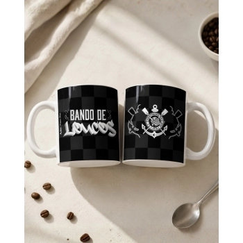 Caneca de Cerâmica Reta 300 ml Corinthians Luva com 1 - Loucos