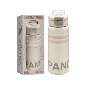 Garrafa Térmica Inox 600 ml Sanpanda Bege luva com 1