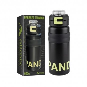 Garrafa Térmica Inox 600 ml Sanpanda Preto luva com 1