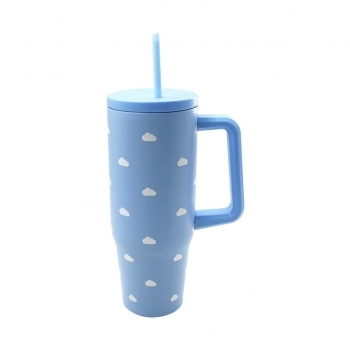Caneca Térmica Inox com Tampa e Canudo 900 ml luva com 1 - Nuvem