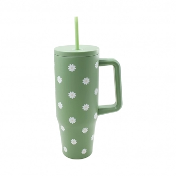 Caneca Térmica Inox com Tampa e Canudo 900 ml luva com 1 - Flor