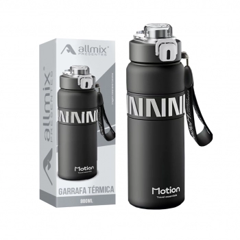 Garrafa térmica inox Fit 800 ml luva com 1 - Preto
