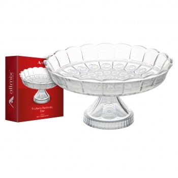 Fruteira Redonda com Pé de Vidro Ster 30 cm luva com 1