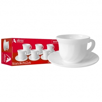 Xícara de Chá de Vidro White com Pires Zuria 190 ml