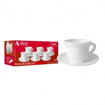 Xícara de café de vidro White com pires Zuria 85 ml