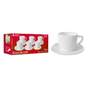 Xícara de café de vidro White com pires ALB 120 ml