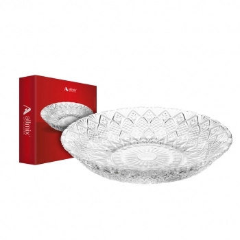 Prato bolo redondo de vidro Texture 30 cm luva com 1