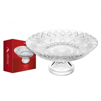 Fruteira Redonda com Pé de Vidro Texture 30 cm luva com 1