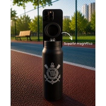 Garrafa Térmica Inox com Suporte Magnético 700 ml Corinthians na luva com 1