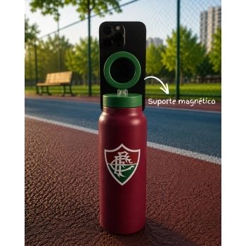 Garrafa Térmica Inox com Suporte Magnético 700 ml Fluminense na luva com 1