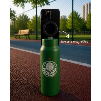 Garrafa Térmica Inox com Suporte Magnético 700 ml Palmeiras na luva com 1