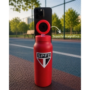 Garrafa Térmica Inox com Suporte Magnético 700 ml São Paulo na luva com 1
