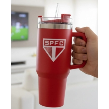 Caneca Térmica Inox com Tampa e Canudo 1200ml São Paulo – Luva com 1