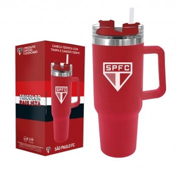 Caneca Térmica Inox com Tampa e Canudo 1200ml São Paulo – Luva com 1