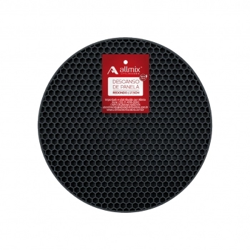 Utensílio Descanso de Panela Silicone Preto Redondo 17,5 cm