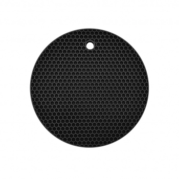 Utensílio Descanso de Panela Silicone Preto Redondo 17,5 cm