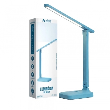Luminária de mesa LED USB touch dobrável 18 cm 127/220V Azul luva com 1