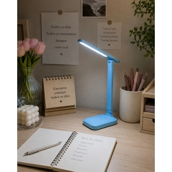 Luminária de mesa LED USB touch dobrável 18 cm 127/220V Azul luva com 1