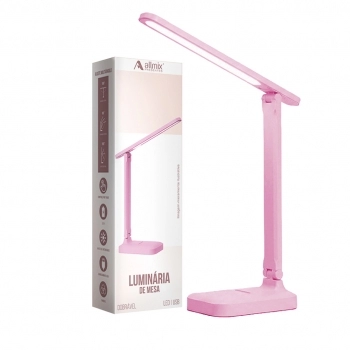 Luminária de mesa LED USB touch dobrável 18 cm Rosa 127/220V luva com 1
